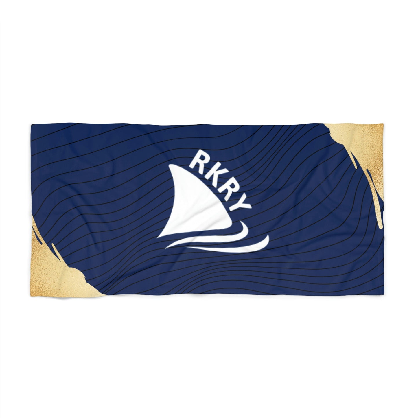 Rocky Run White Fin Blue and Gold- Premium Plush Pool Towel