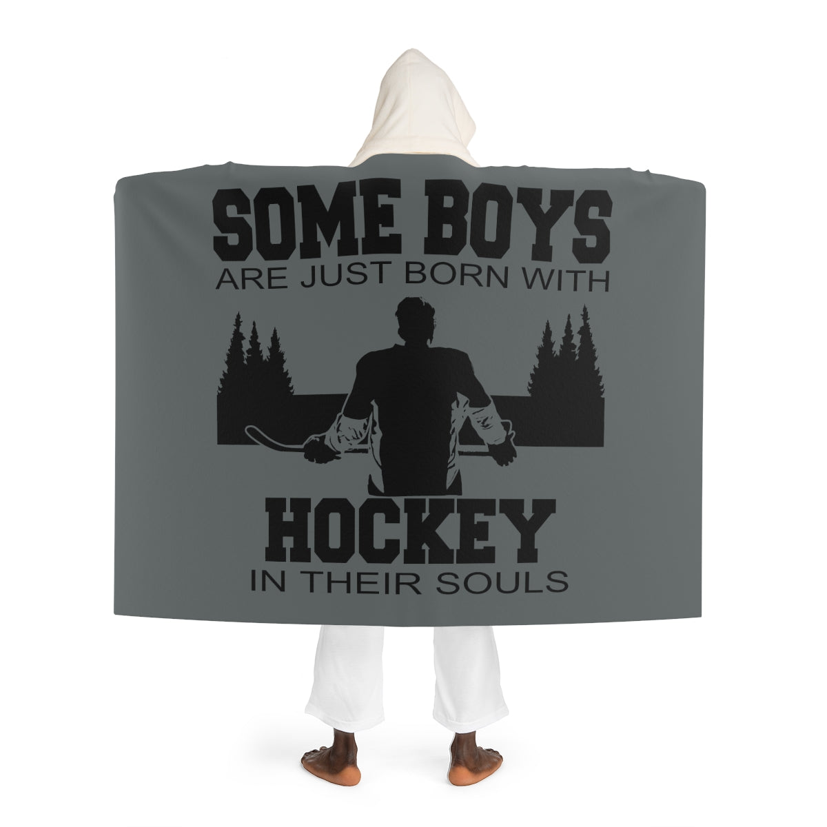 Born with Hockey in their Souls- Super Warm Hockey Hooded Sherpa Blanket