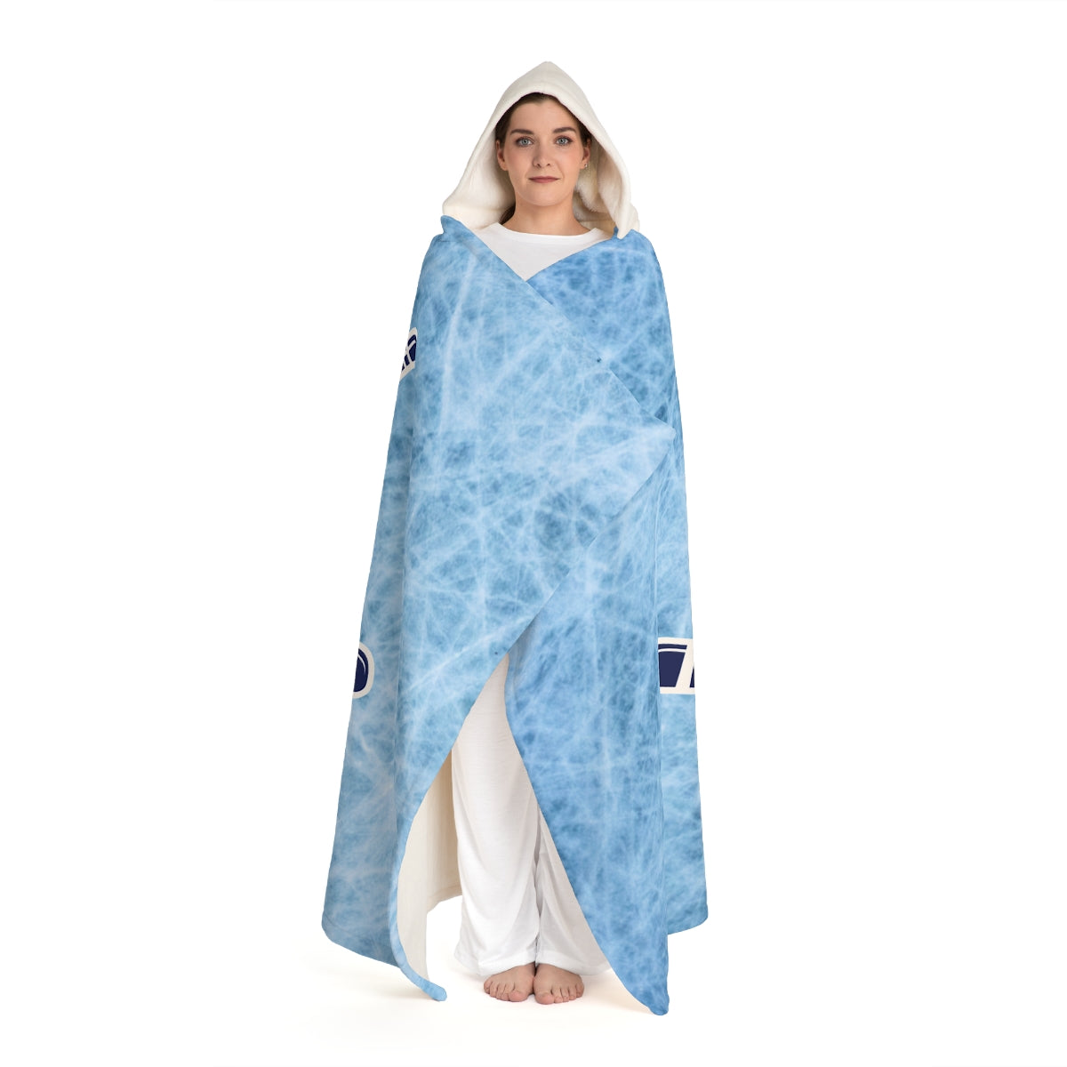 Blue Camo, Ice Rink- Super Warm Hockey Hooded Sherpa Blanket