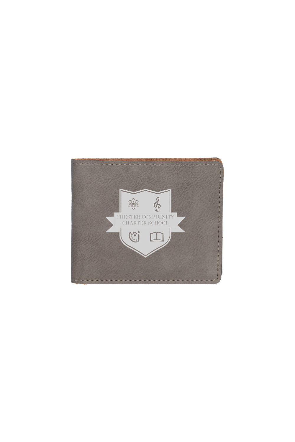 CCCS Logo 4 1/2" x 3 1/2" Laserable Leatherette Bifold Wallet
