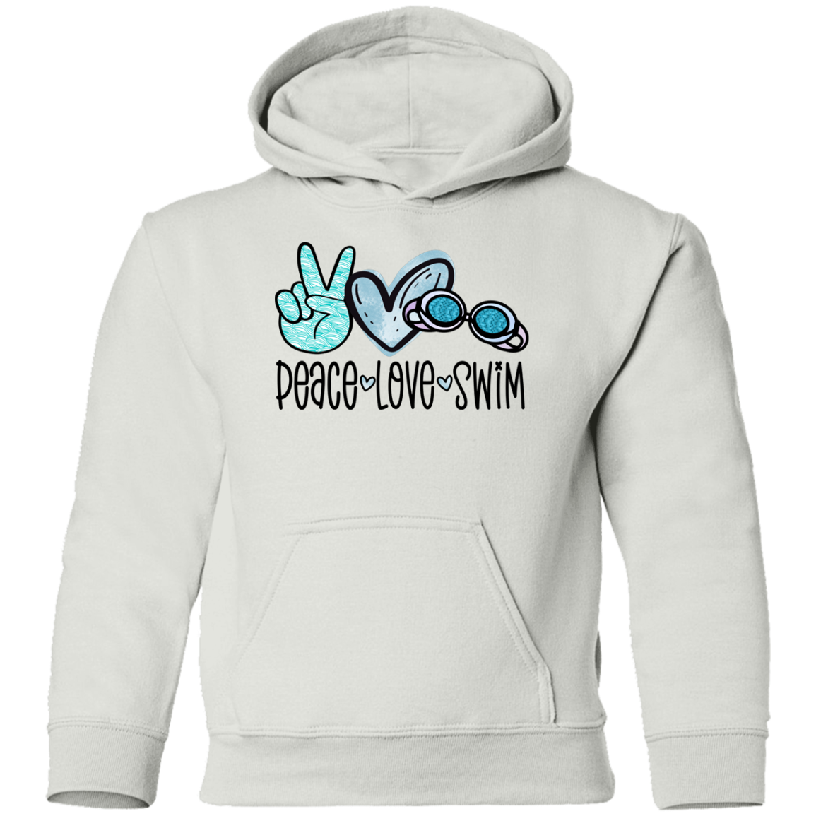Peace, Love, Swim- Youth Pullover Hoodie