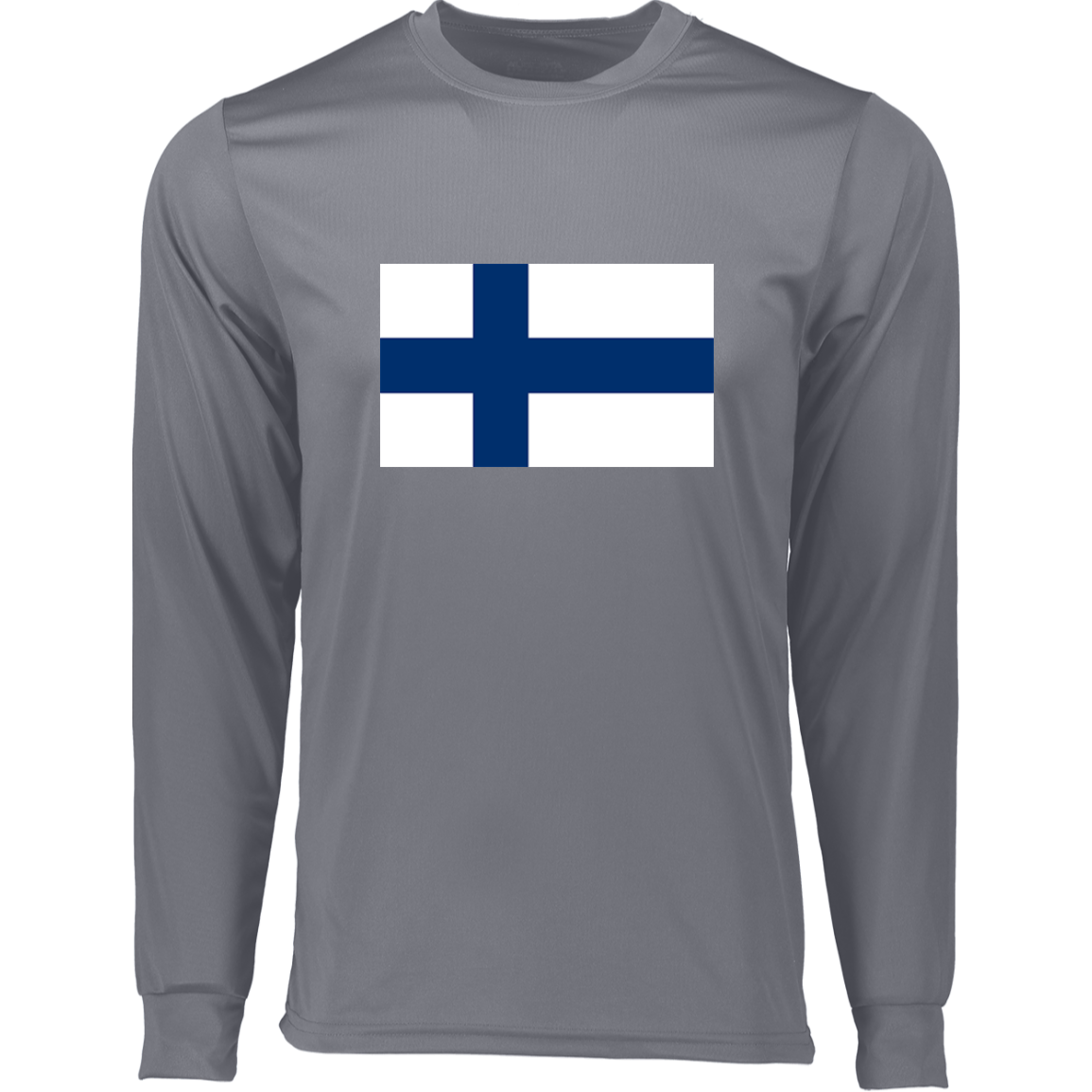 Finland Flag Long Sleeve Moisture-Wicking Tee