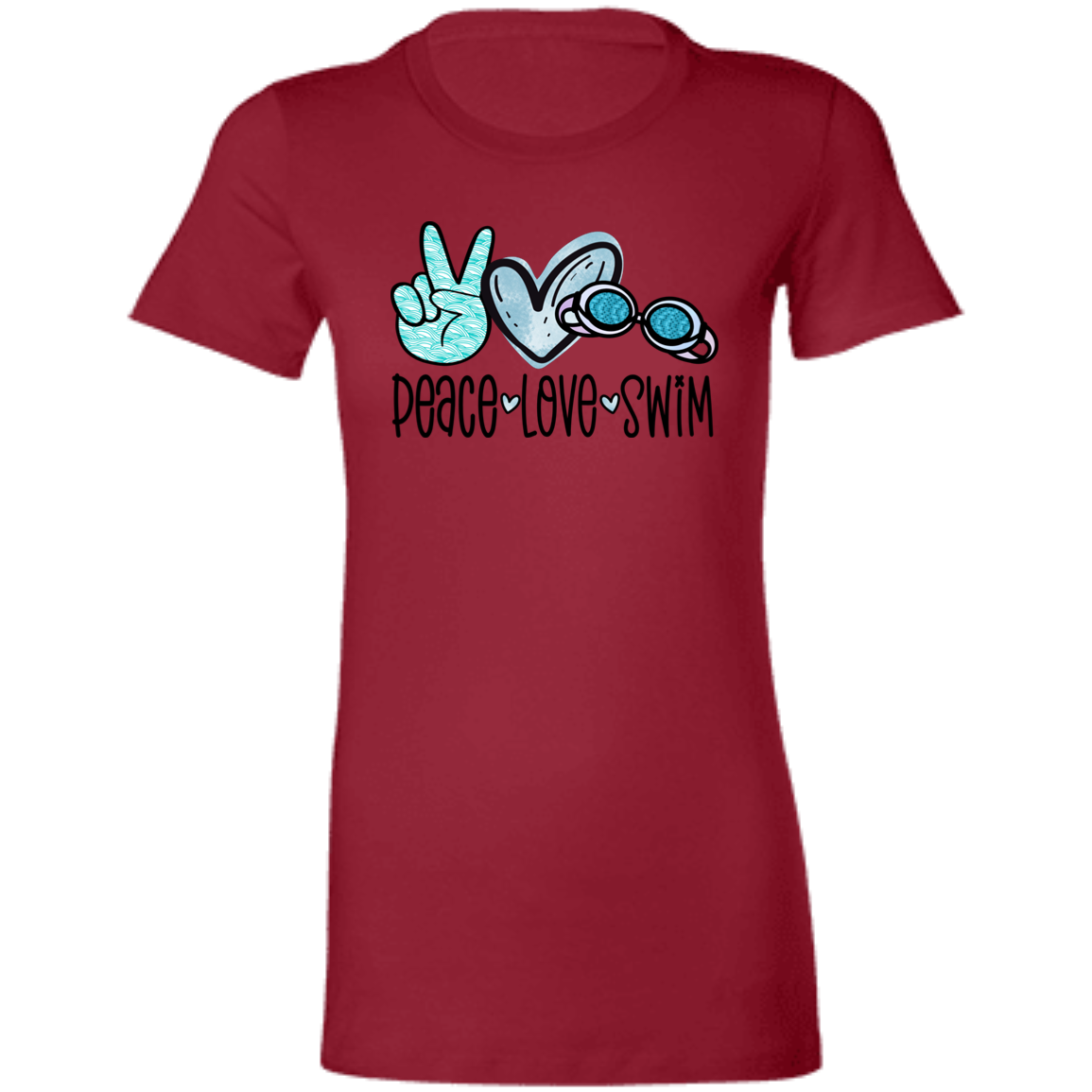 Peace, Love, Swim- Ladies' Favorite T-Shirt
