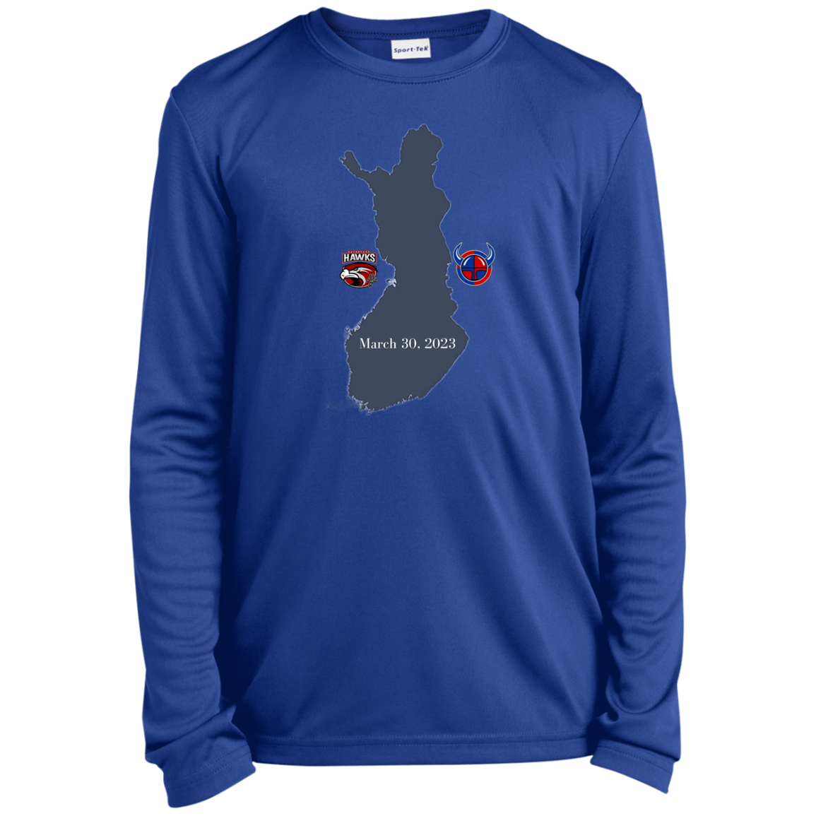 Finland outline Youth Long Sleeve Performance Tee