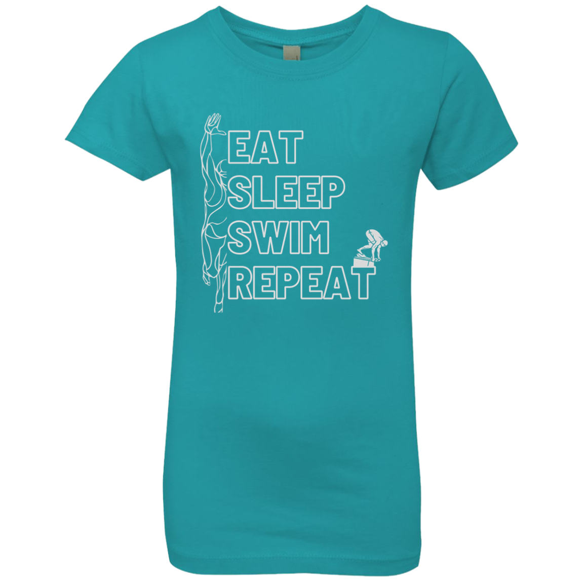Eat, Sleep, Swim, Repeat- Girls' Princess T-Shirt