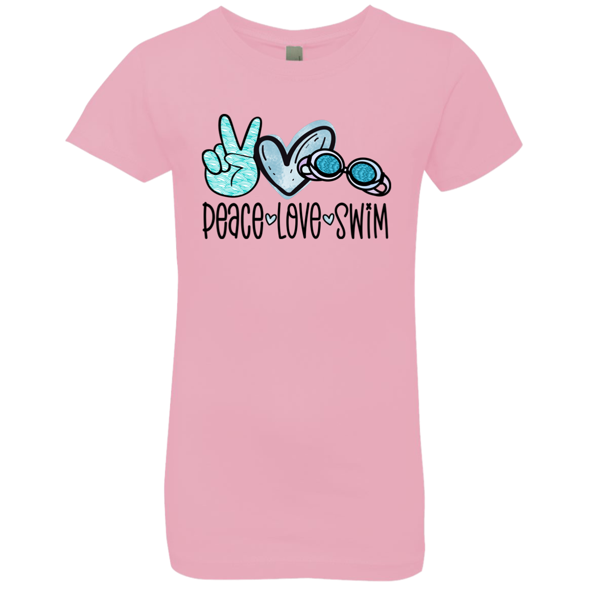 Peace, Love, Swim- Girls' Princess T-Shirt