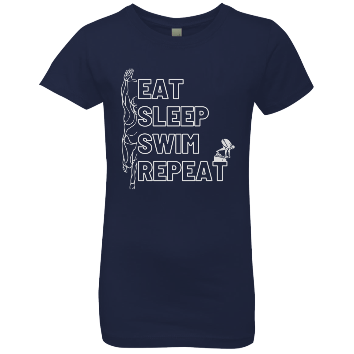 Eat, Sleep, Swim, Repeat- Girls' Princess T-Shirt