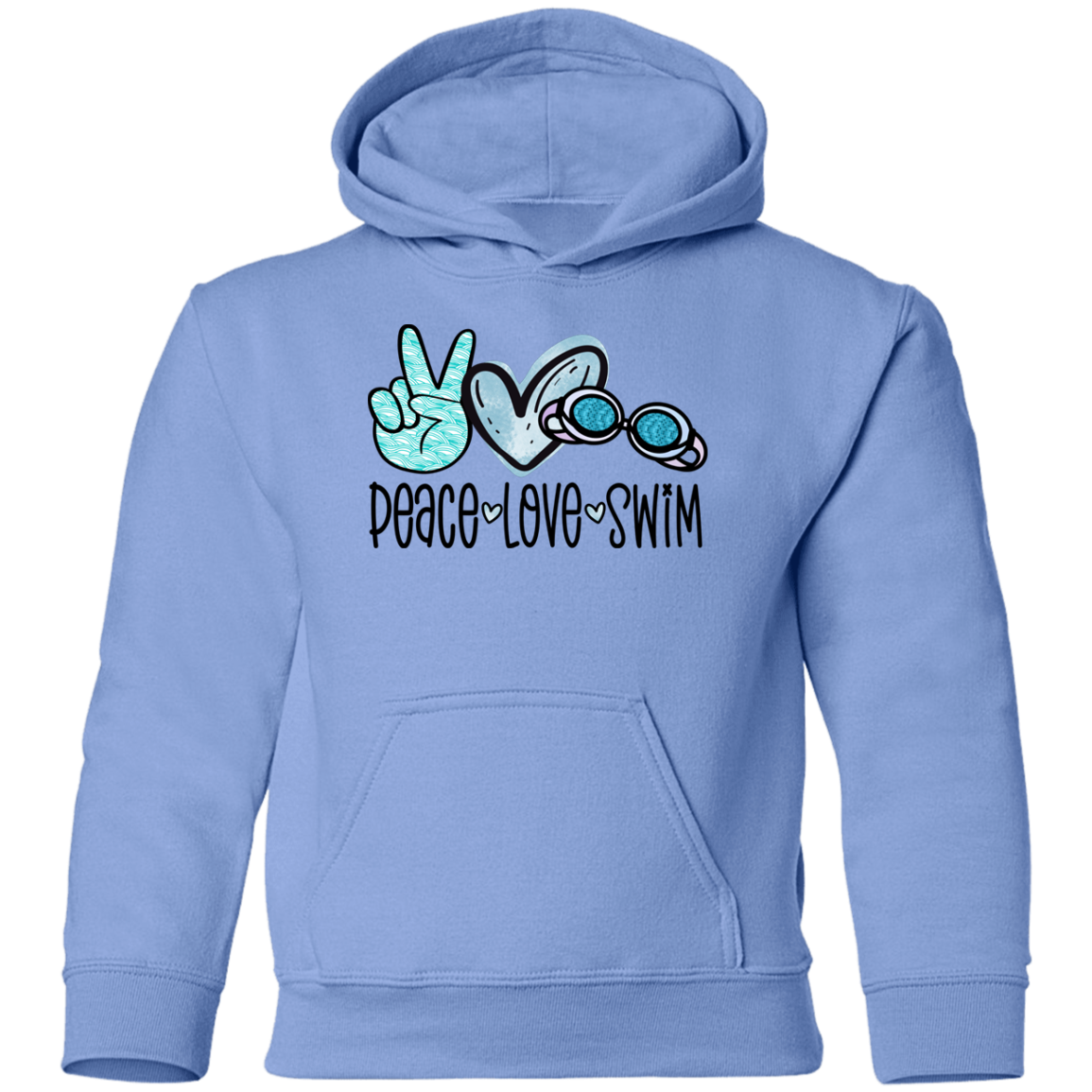 Peace, Love, Swim- Youth Pullover Hoodie