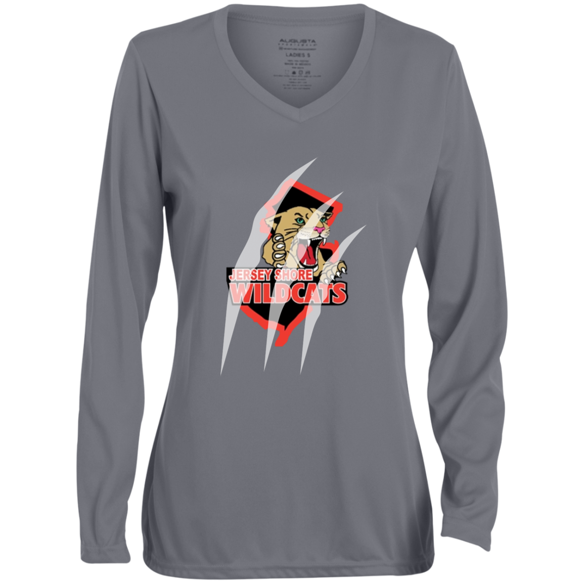 Claw Marks Wildcats Ladies' Moisture-Wicking Long Sleeve V-Neck Tee