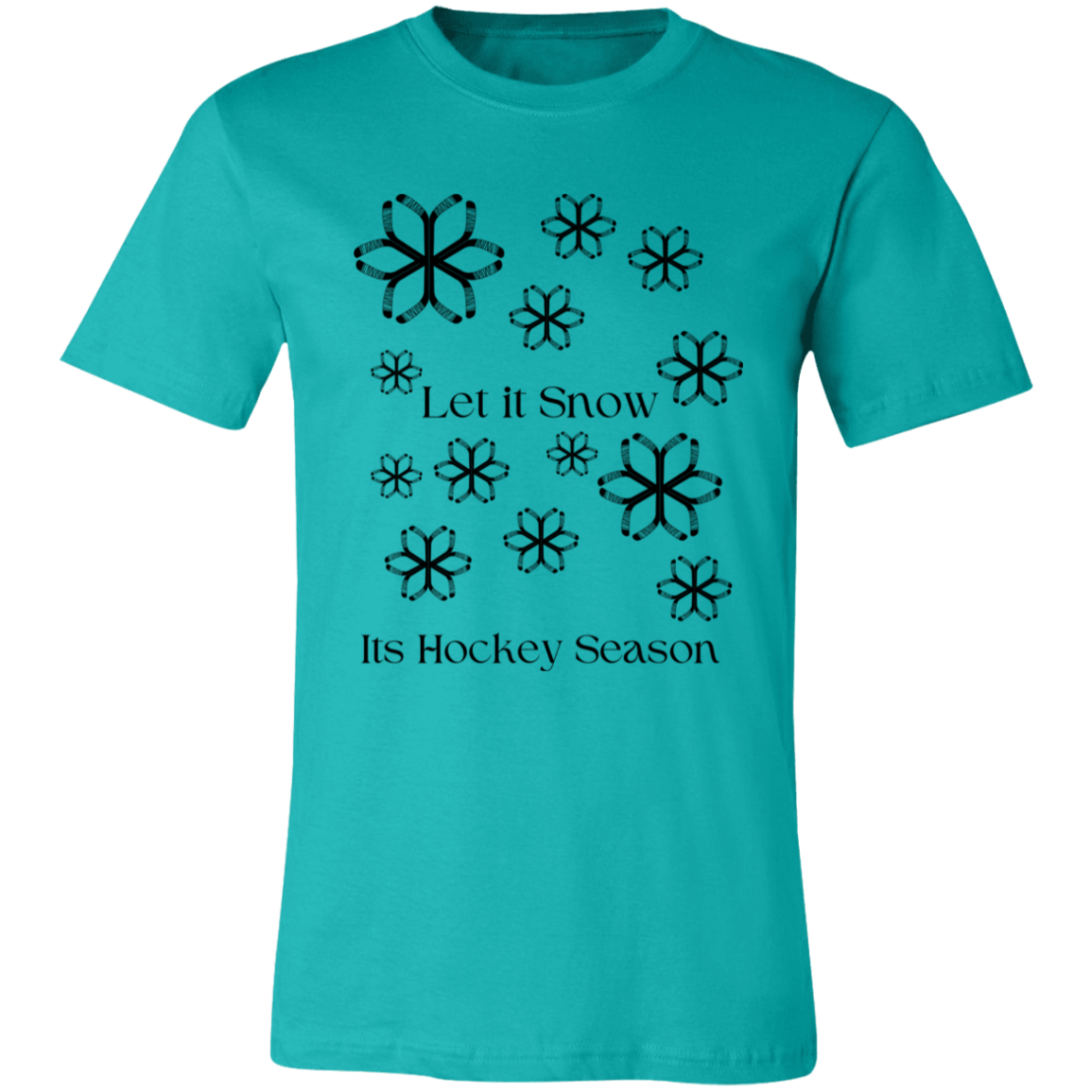 Let it snow- Hockey Stick Snowflakes- Unisex Jersey Short-Sleeve T-Shirt