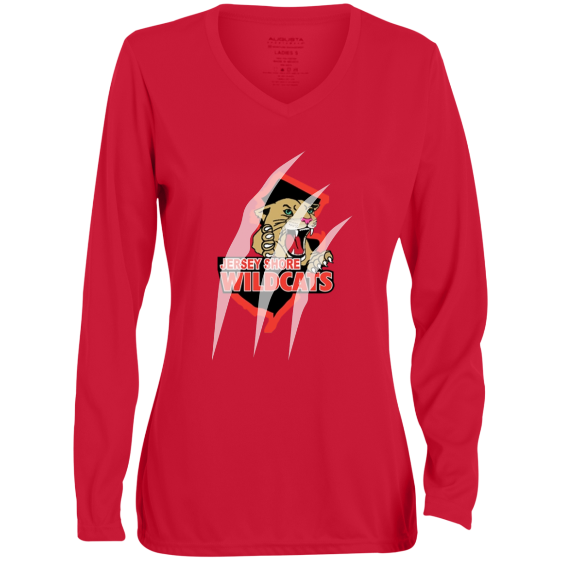 Claw Marks Wildcats Ladies' Moisture-Wicking Long Sleeve V-Neck Tee