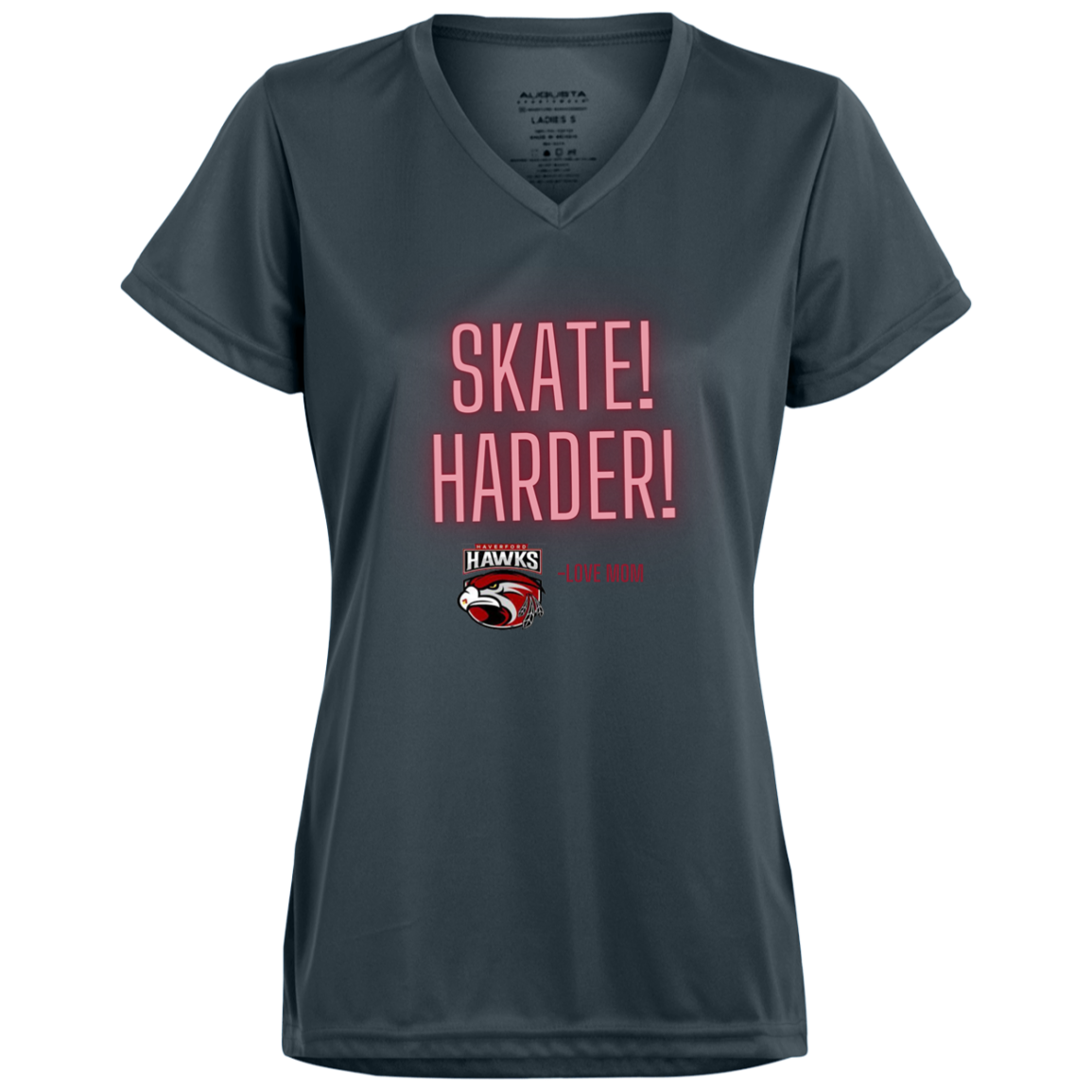 Skate Harder Ladies’ Moisture-Wicking V-Neck Tee