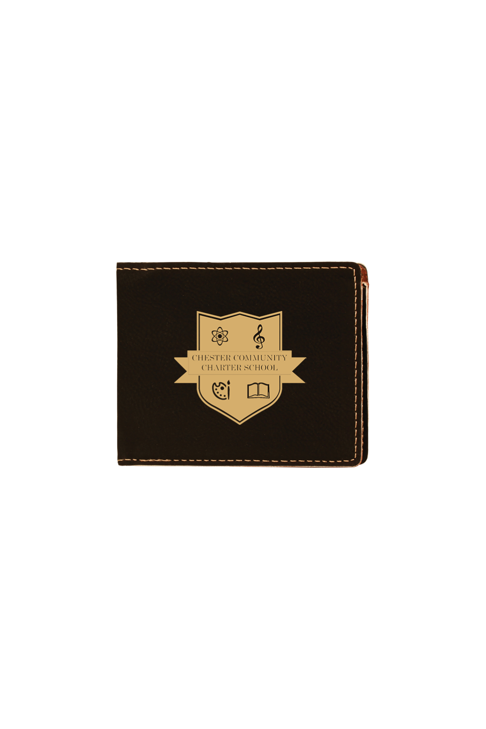 CCCS Logo 4 1/2" x 3 1/2" Laserable Leatherette Bifold Wallet