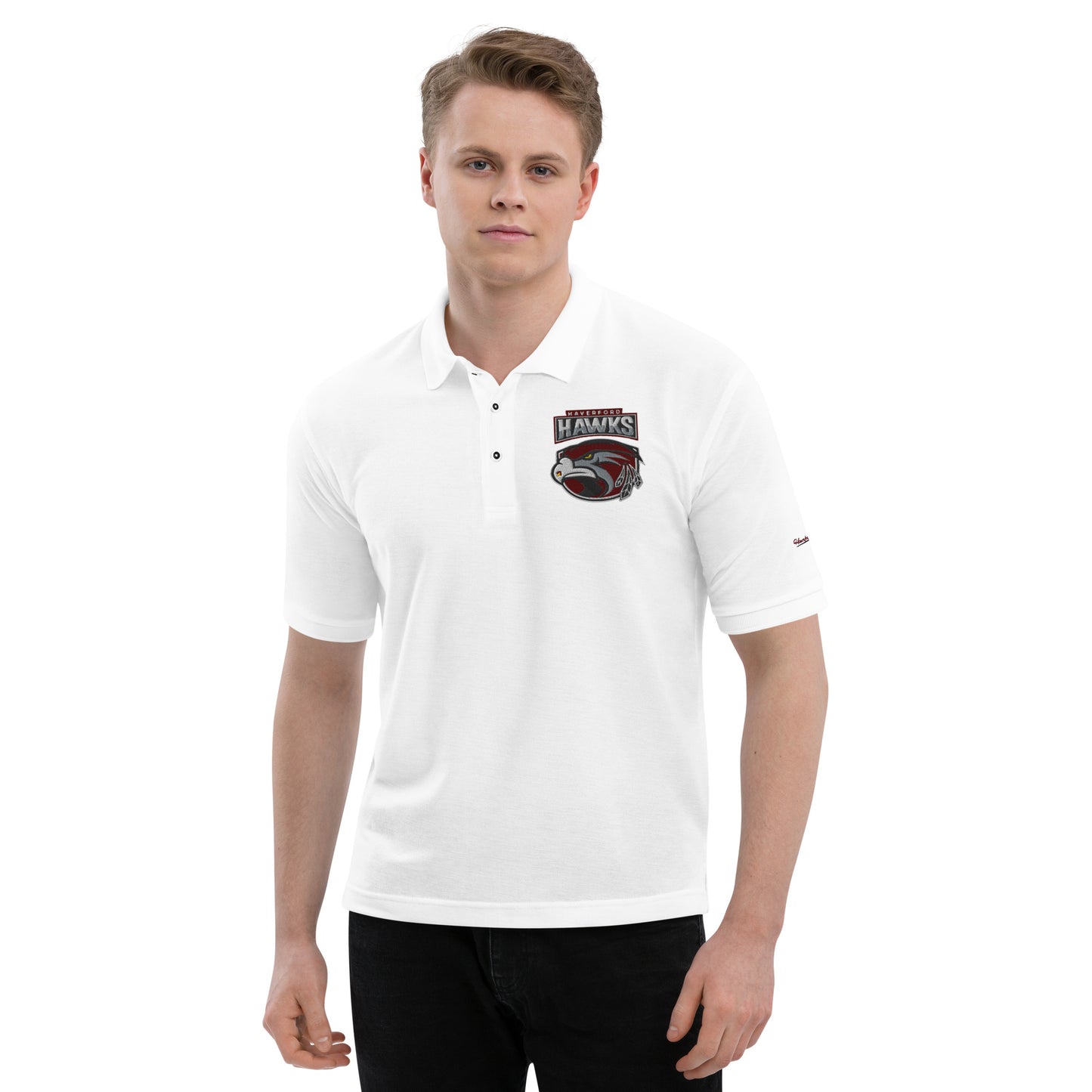 Hawks Embroidery Men's Premium Polo Chest and Sleeve